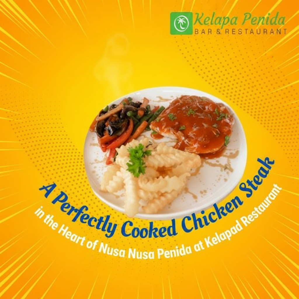 Chicken Steak In The Heart At Kelapa Penida Bar and Restaurant In Nusa Penida
