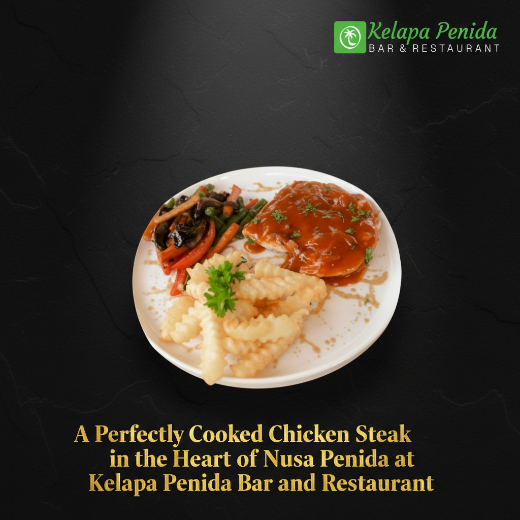 Chicken Steak In The Heart At Kelapa Penida Bar and Restaurant In Nusa Penida