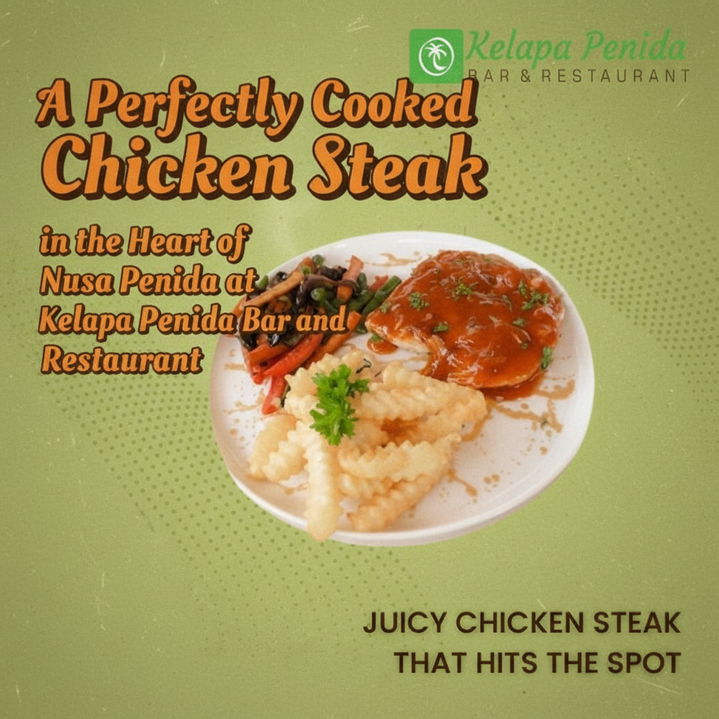Chicken Steak In The Heart At Kelapa Penida Bar and Restaurant In Nusa Penida