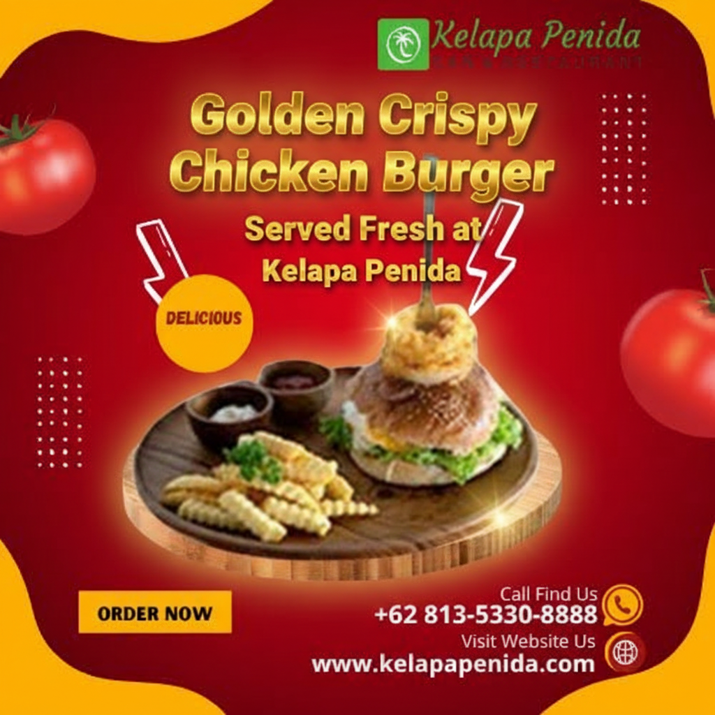 Golden Crispy Chicken Burger at Kelapa Penida Bar and Restaurant in Nusa Penida